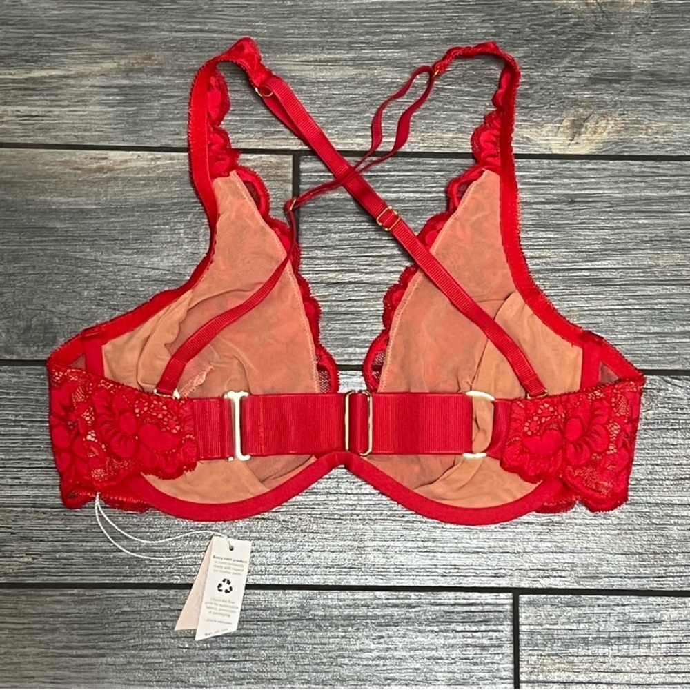 HAH by Free People Siren Red Lacey 2 Timer Bra Size 28-36 D Adjustable Straps - Picture 9 of 13